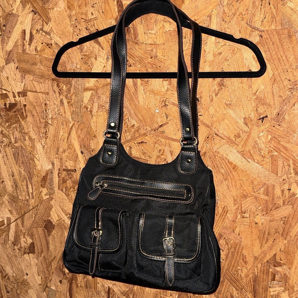 Y2K Hipster Buckle Shoulder Bag Black Casual Purse Multi Pocket‎ City Boho Chic